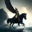 Placeholder: Epic massive Drawing GreatEagle and Rider Flying estilo Caravaggio 4k