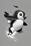 Placeholder: chibi penguin flying style black and white