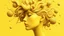Placeholder: The image features a highly stylized and surreal representation of a human figure, characterized by a unique yellow-toned color palette. The face is shown in profile, with soft, smooth facial features and a serene expression. The head is adorned with flowing, organic shapes and textures that seem to resemble hair or tendrils, intertwining with spherical forms floating around. The background is a solid light yellow, enhancing the ethereal quality of the composition. The overall effect is one of