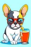 Placeholder: french bulldog in sunglasses drink cocktail cartoon