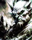 Placeholder: sketch-style painting high quality of a dragon art by Yoji Shinkawa and Valeria Burzo large bats in the background destroyed city budlings babies' in heaven