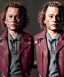 Placeholder: Heath ledger toddler, full body, sneaker, leather jacket, floral shirt, soft skin, dramatic lighting, hyper realistic