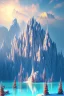 Placeholder: mountain made from ice-cream, lake, trees, mystical, art deco