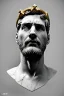 Placeholder: Ultra Realistic image, Roman sculpture bust, clean white marble material, Lionel Messi, gold crown of thorns, renaissance ornaments, one gold star, gradient background, cinematic lighting, god light, 4k resolution, smooth details, ornate details, soft lighting, unreal engine 5, art station, substance 3d.