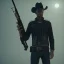 Placeholder: male gunslinger, badass, black fedora, fanatsy, si-fi, photo realistic, ultra realistic, 8k, unreal engine 5