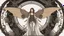 Placeholder: full length, steampunk delicate metal woman, moth, wings, black background