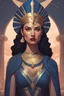 Placeholder: Visualize a breathtaking 2D anime-style full-body illustration of Gal Gadot as the queen of ancient Egypt. Tom Bagshaw's influence is evident in the detailed and stylized features, complemented by Adobe Illustrator's flat design. The neutral colors and dark blue palette, inspired by color theory, create a harmonious and visually striking portrayal.