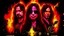 Placeholder: 4k full detail, realistic, Logo émission radio hardrock firestarter ozzy osbourne terminator tributr to Black sabbath flammes en fond