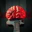 Placeholder: digital photography, image meanders across several separated hovering panels, gnarly, faded neon colors, rusty etched industrial oxidized mold on a long liminal iron guitar brain, foreboding, gritty