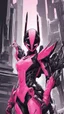 Placeholder: A close picture to Mix between gwenpool and symbiote with transformers, high details machine, pink and black custom, intricate details, highly detailedin in solo leveling shadow art style