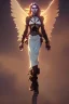 Placeholder: steampunk angel, pale, clouds, golden glow, majestic, heroic