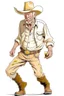 Placeholder: Bare drunk old cowboy in pants runs