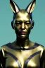 Placeholder: Medium Close Up Portrait, Front image. cyberpunk, rabbit mask, asian woman, metallic hair. Latex suit army. white, yellow, color. Wolverine style. Color background, photo studio. Avatar image, highly detailed, concept art, smooth, unreal engine 5, ray tracing, RTX, lumen lighting, ultra detail, volumetric lighting, 3d, finely drawn, high definition, high resolution.