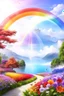 Placeholder: beautiful colors, very beautiful, ,flowers garden,paradisiac angels,rainbow