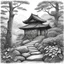 Placeholder: [the birdhouse] A photo of my traditional, monochromatic nature pencil drawing inspired by Japanese woodblock prints, featuring intricate carvings of trees and foliage, evoking a sense of calm and nostalgia. A rocky, natural stone pathway leads up to the birdhouse, inviting visitors to step into a world of serenity and beauty.