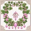 Placeholder: Create an Artwork of a Mirror with ivy branches and pearls necklace, Like a creative Logo for a Varasity Jacket to put a random number uin it, Vector illustration. Colors should be pink and green