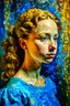 Placeholder: A front profile of a beautiful girl with her aspirations behind her. Opulent Van Gohn style painting