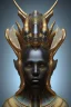 Placeholder: shiny black male African Egyptian alien, cracks in the voodoo head, wicked, eyes, crown, Elephant, 8k, finely detailed, photo realistic, tiger turquoise skull head gold dragon space alien snow skeleton gold horny toad silver crown silver eyes