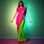 Placeholder: full body photo of a girl in saree in dark room with neon light ,hyperrealistic,detailed,8k,cinematic