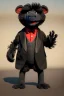 Placeholder: Waist up muppet Portrait, Kim Jong-un muppet doll, black suit, photo studio, red background, unreal engine 5, concept art, art station, god lights, ray tracing, RTX, lumen lighting, ultra detail, volumetric lighting, 3d.