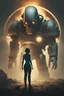 Placeholder: book cover illustration, Nico Belic and woman in fallout 4 setting, bokeh, downlight, prize winning, depth of field, dead monster in background, yin yang theme