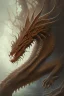 Placeholder: high-quality, fine-detail beautiful, dark brown dragon head portrait, clear reflective lake, tranquil, stunning, 8k resolution, intricate, digital art, detailed matte, volumetric lighting, George Grie, Anne Dittman, Anne Stokes, Lisa Parker, Selina French, Alphonse Mucha