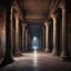 Placeholder: Hyper Realistic ancient pillars & huge dark hallway of a historical Indian palace with peeling wall paints at night