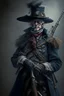 Placeholder: 70 years old victorian bloodborne soldier with a musket