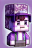 Placeholder: a profile picture of a purple Minecraft block face, cute, farmer clothes, 2d, large pixel style