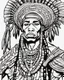 Placeholder: Outline art for coloring pages with Shaka Zulu , white background, sketch style, only use black outline, white background, no shadows and well and clear outline , white background, sketch style, only use black outline, white background, no shadows and well and clear outline