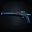 Placeholder: sniper rifle, black, blue lighting, black background, icon for video game ui