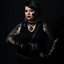 Placeholder: Picture of a photrealistic, lifelike,young 33 year old chubby extreme tatood girl with big scary knifes in her hands and a 46 years old extreme tatooed woman, dressed in gothpunk clothing and boots,