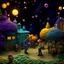 Placeholder: Detailed people, street made of modeling clay and felt, village, stars, galaxy and fog, planets, moon, volumetric light flowers, naïve, Henri Rousseau, strong texture, extreme detail, Yves Tanguy, decal, rich moody colors, sparkles, Harry Potter, bokeh, odd, shot on Ilford