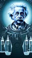 Placeholder: Albert Einstein, detailed and intricate calligraphy ink painting of a "cyborg Mad Scientist" holding beakers, outer space Background cosmic fractals, dystopian, concept art, unreal engine 5, god rays, ray tracing, RTX, lumen lighting, ultra detail, volumetric lighting, 3d, finely drawn, high definition, high resolution. award-winning: professional portrait: atmospheric: commanding: fantastical: clarity: 16k: ultra quality: striking: brilliance: stunning colors: amazing depth: masterfully crafted