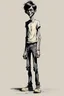 Placeholder: concept art skinny boy 20 years, 1970, mimic on top of him