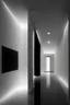 Placeholder: We make it black, veined walls and a white floor, with a rectangular reception and hidden lighting