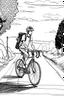 Placeholder: Outline art, no shading, bike full body on the road, cartoon style, black and white, low detail, --ar 9:11