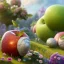 Placeholder: Play-Doh style, pixar style, volumetric summer garden environment and background, realistic painting of an apple, looking excited, detailed digital painting, extreme dense and fine fur, anime, ornate, colour-washed colors, elegant, small minutiae, tiny features, particulars, centered, smooth, sharp focus, renderman gofur render, 8k, uhd, detailed eyes, realistic shaded volumetric lighting, sunlight caustics, backlight, centered camera view