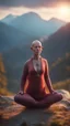 Placeholder: spray paint, portrait of bald witch as yoga Vampire walrus in carpathians montains sun set ,bokeh like f/0.8, tilt-shift lens 8k, high detail, smooth render, down-light, unreal engine, prize winning