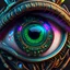 Placeholder: highly detailed eyeball, neon colour, cyberpunk, futuristic, Super detailed 3d , ethnic details, intricated details,transparent background, as trending in artstation,