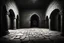Placeholder: generate an image dark stone room in Omani old castle like a draw minimal style black and white pencil style.