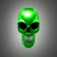 Placeholder:  green android skull, metallic, realistic, volumetric lighting, shiny, fit in board, full figure, white background, 8k, 3D