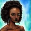 Placeholder: Portrait of a pretty dark skinned witch with dark curly hair by Nick Harris