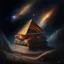 Placeholder: An oil painting of a dark universe sandwitch