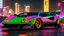 Placeholder: lamborghini countach lpi 800-4 Mansory Cyberpunk 2077 neon Style, Super Detailed, desktop wallpaper, 4K rear view, center