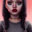 Placeholder: Jenna ortega as wednesday with wednesday addams dress, overknee socks, painted by artgerm and tom bagshaw, fantasy art, dramatic lighting, highly detailed oil painting, volumetric lighting