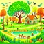 Placeholder: Village on Earth having beautiful tree, Home with Garden and form of goat , Cow. Beautiful pond in which fish, like catfish ornament fishes, people working in farm