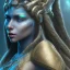 Placeholder: portriate of beautiful blue na'vi warrior,volumetric lighting, particals, intricate detail,realistc, close up