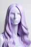 Placeholder: Full rubber female face with rubber effect in all face with pastel purple long hair sponge rubber effect in white