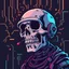 Placeholder: 8 bit pixelart cyberpunk skull,servitor, Comic style